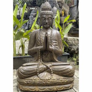 Eleganter Buddha mit zwei Malas Fluss Stein 100 cm