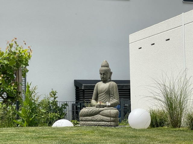 Borobudur Buddha Statue grüner Lava Stein 123 cm