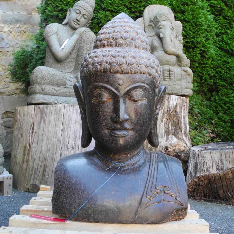 Edle Buddha Büste Fluss Stein 82 cm