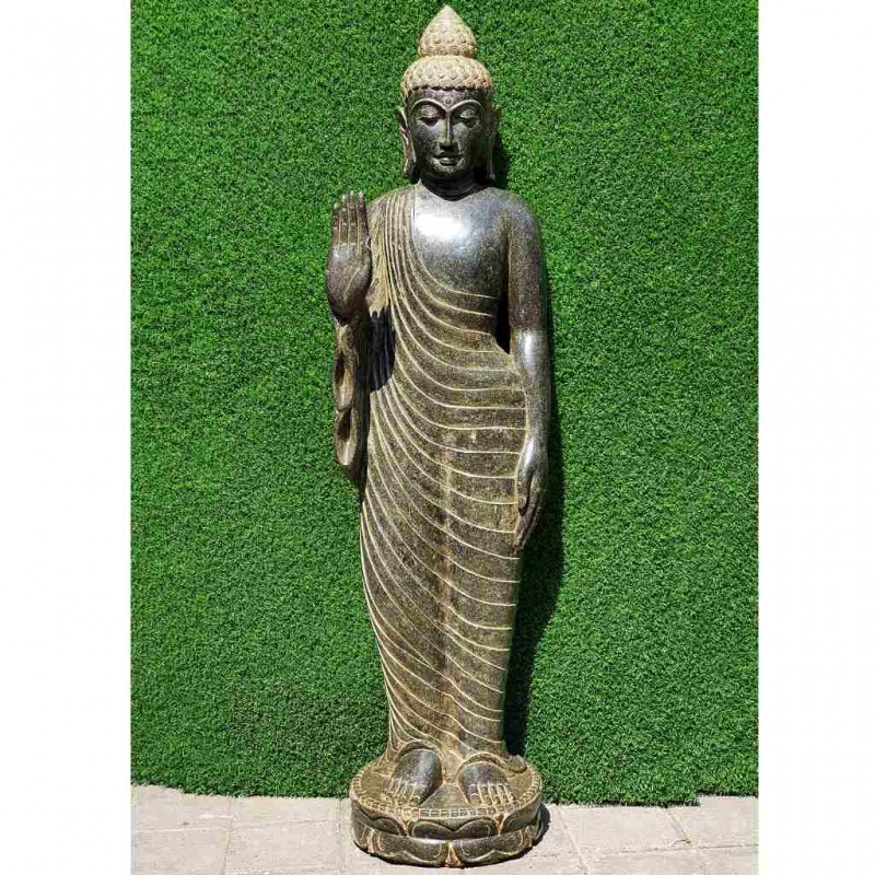 Eleganter Buddha mit abhaya mudra Fluss Stein 152 cm