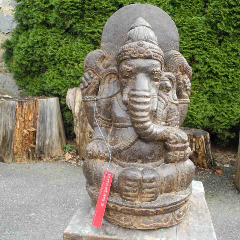 Fluss Stein Ganesha Statue antikbraun 64 cm