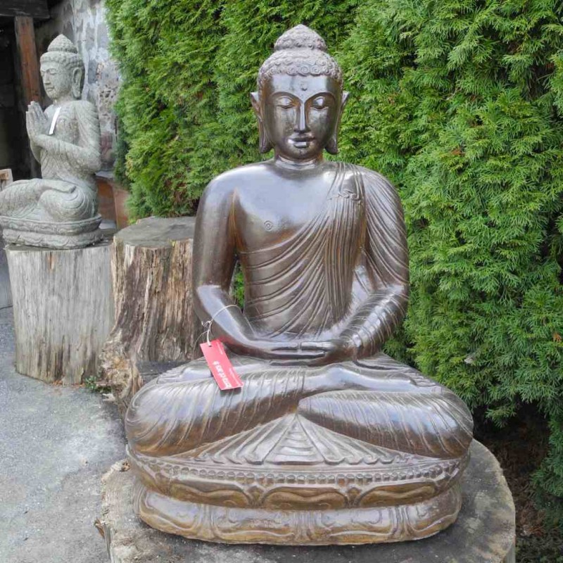 Buddha Figur in Meditation Fluss Stein 70 cm