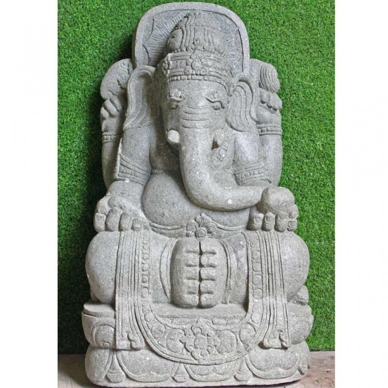 Grosse Ganesha Statue grüner Lava Stein 100 cm