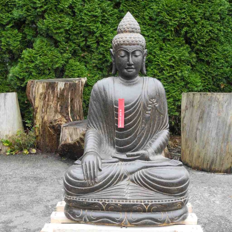 Buddha Figur in Erdberührung Fluss Stein 102 cm