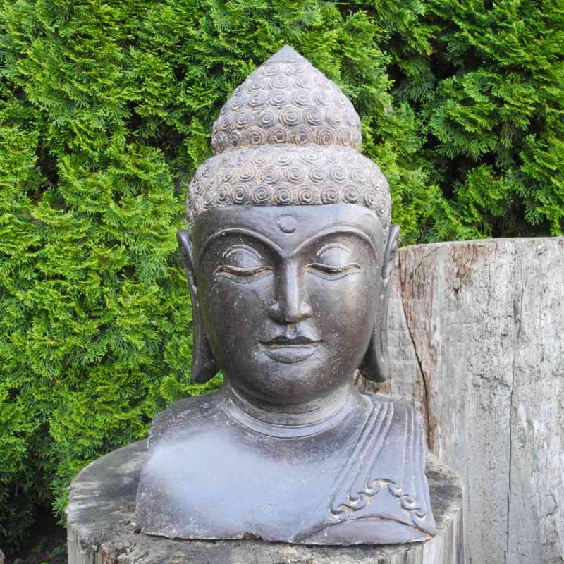 Elegante klassische Buddha Büste Fluss Stein 65 cm