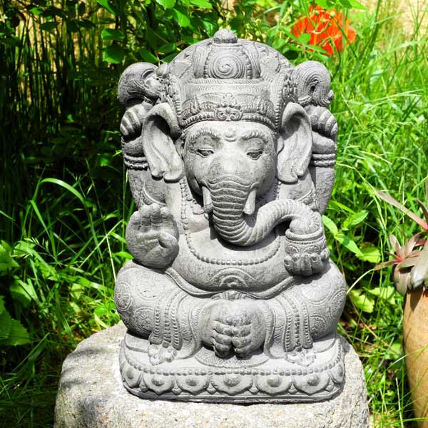 Ganesha Statue Steinguss grau 33 cm