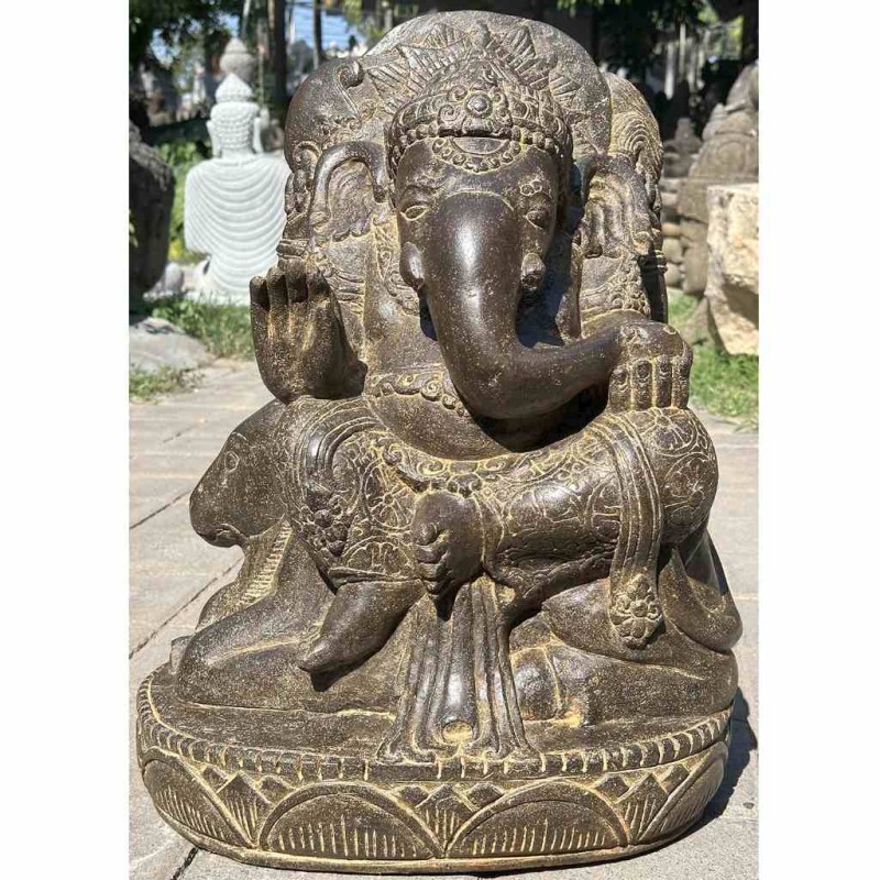 Prächtiger Ganesha auf Nandi Fluss Stein 62 cm