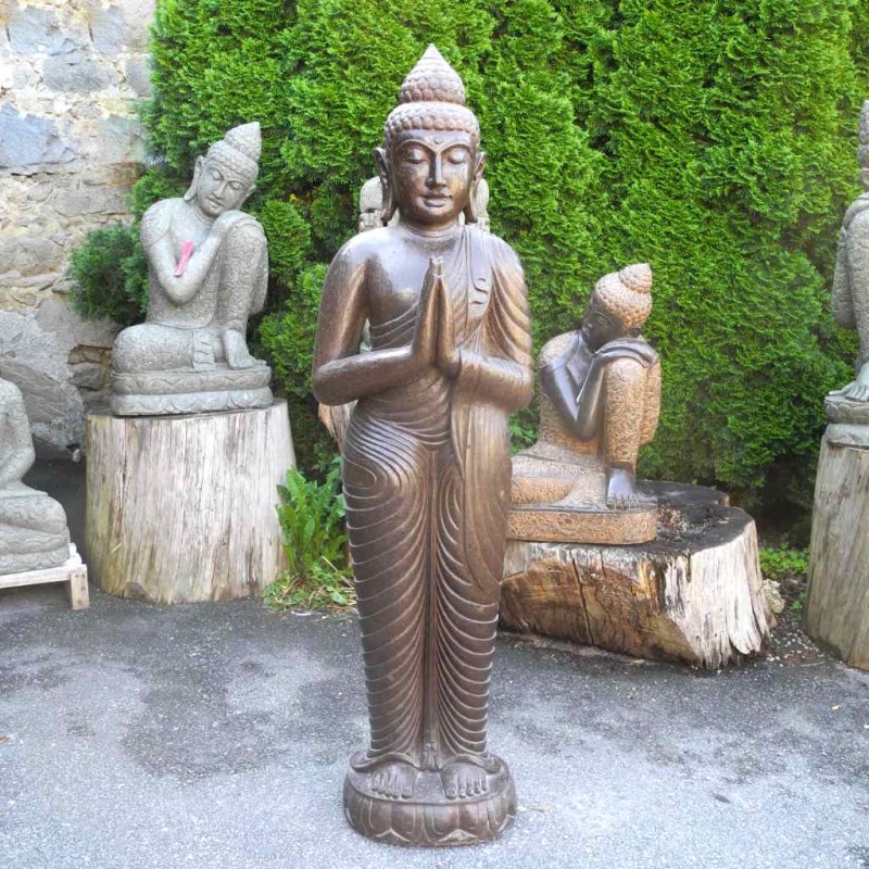 Namasté Buddha stehend Fluss Stein 156 cm