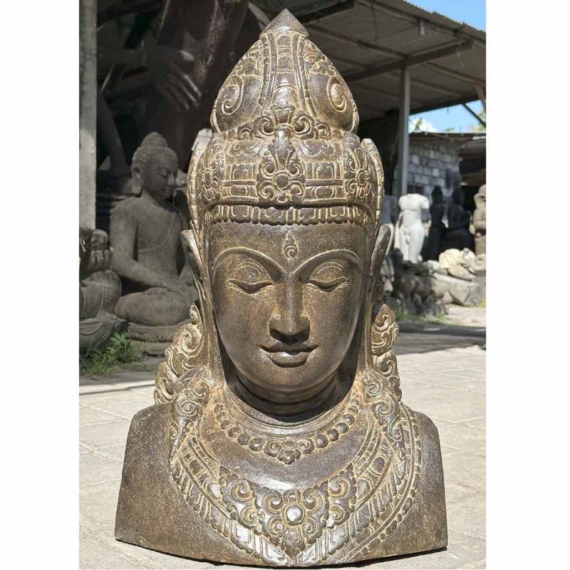 Kostbare Dewi Tara Büste Fluss Stein 75 cm