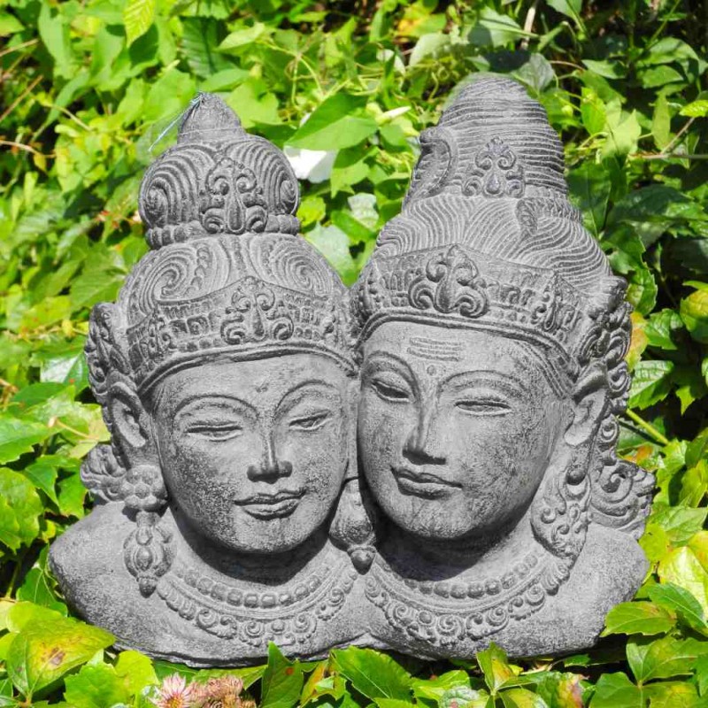 Rama Sita Statue Liebespaar Steinguss grau 21 cm
