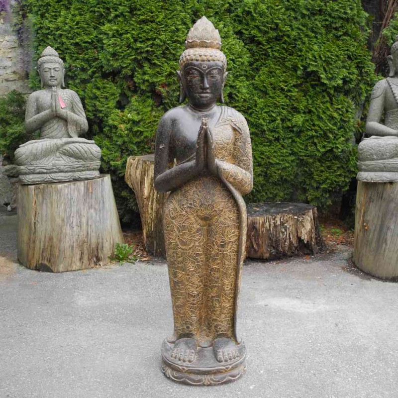 Eleganter Buddha mit Willkommensgeste Fluss Stein 145 cm