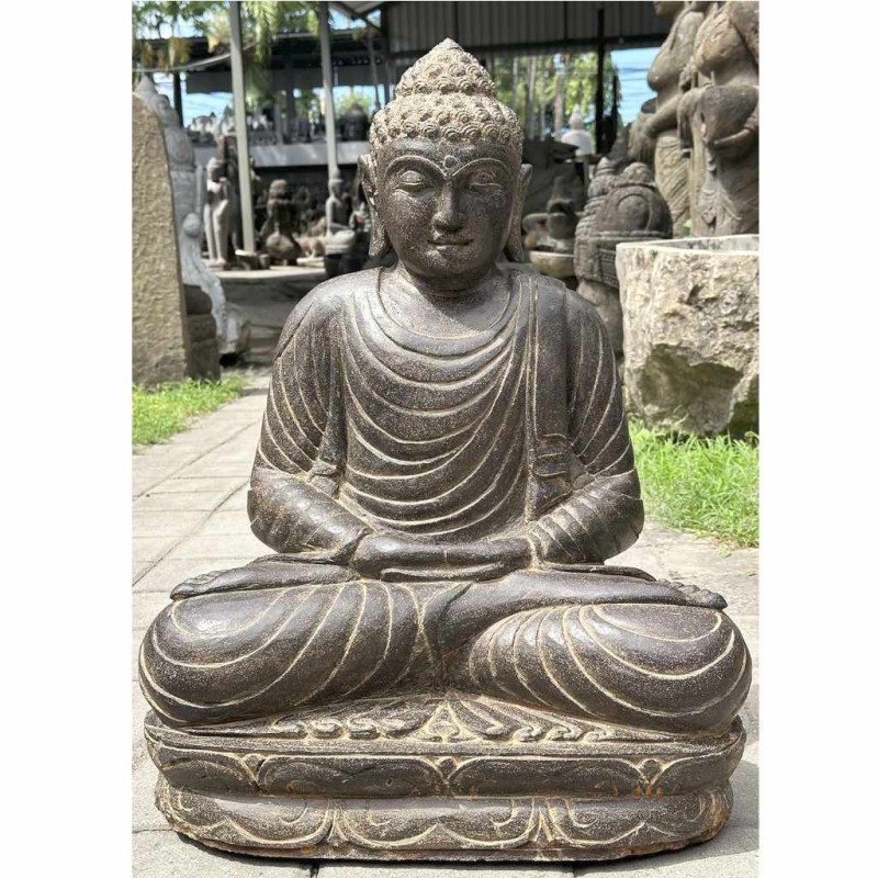 Fluss Stein Buddha in Meditation 70 cm