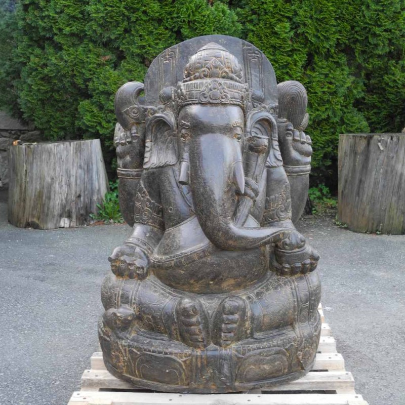 Großer Fluss Stein Ganesha mit Maus 100 cm