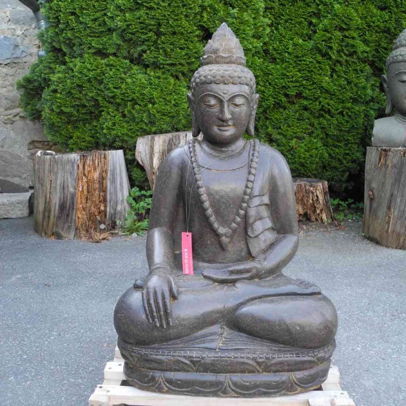 Lotus Buddha Erdberührung Fluss Stein 100 cm