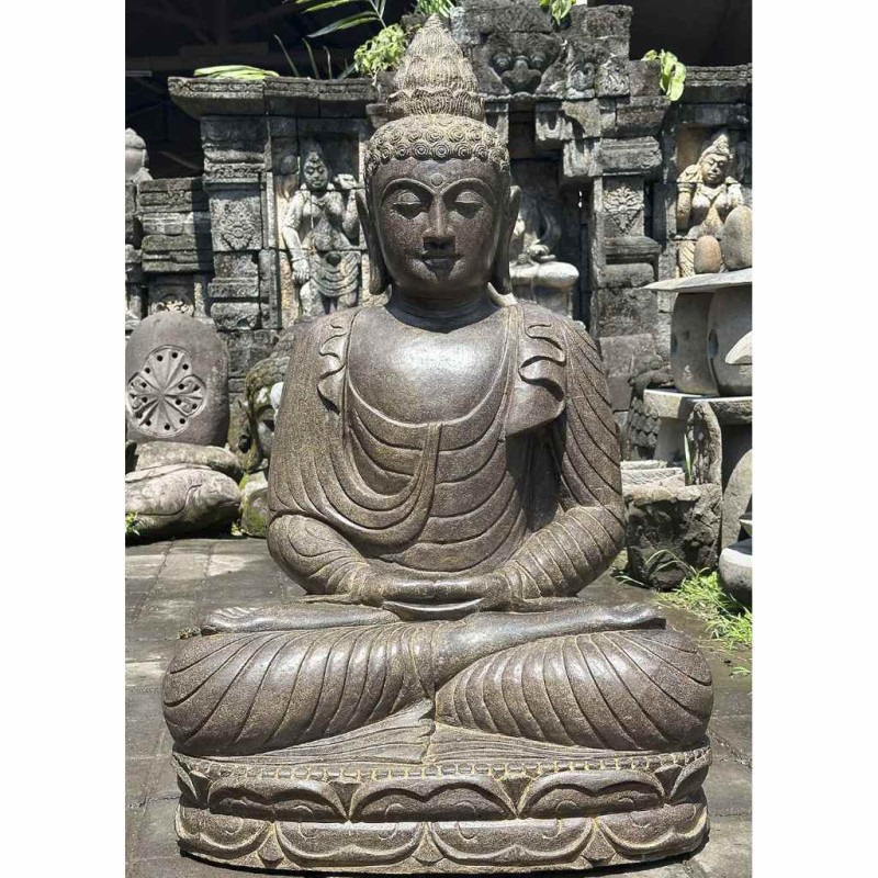Grosser Lotus Buddha in Meditation Fluss Stein 100 cm