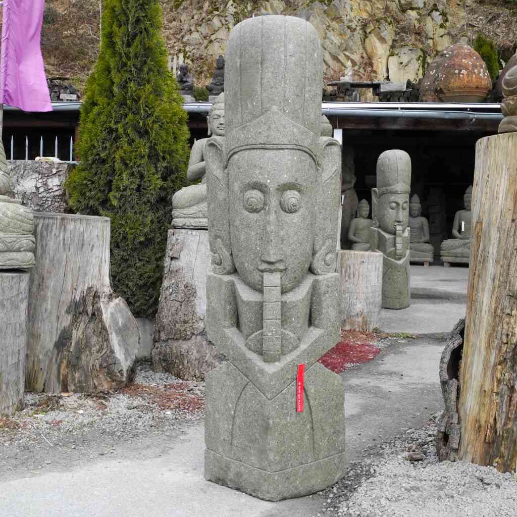 Flötenspieler Wächter Figur Garten grüner Lava Stein 150 ...