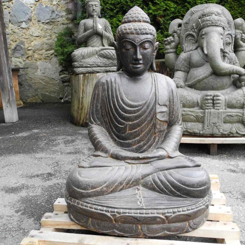 Meditierender Buddha Fluss Stein 82 cm