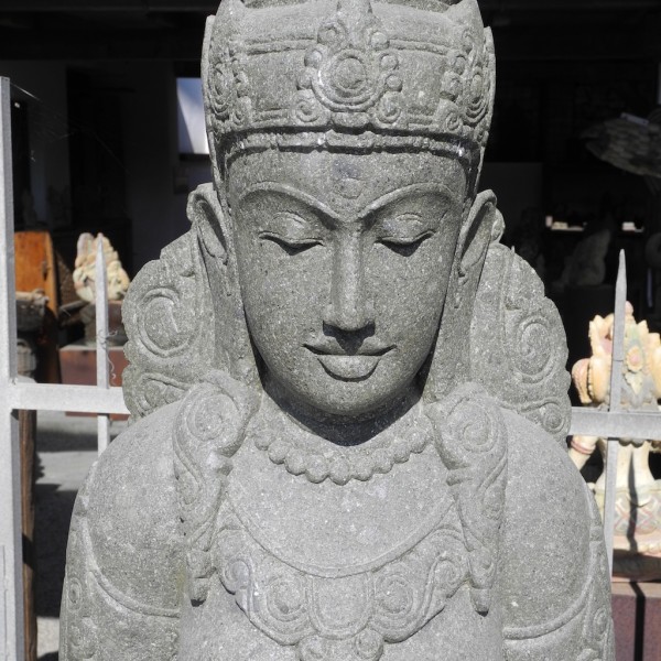 Vorschau: Elegante Dewi Statue mit Grussgeste grüner Lava Stein 185 cm Vorschau: Elegante Dewi Statue mit Grussgeste grüner Lava Stein 185 cm