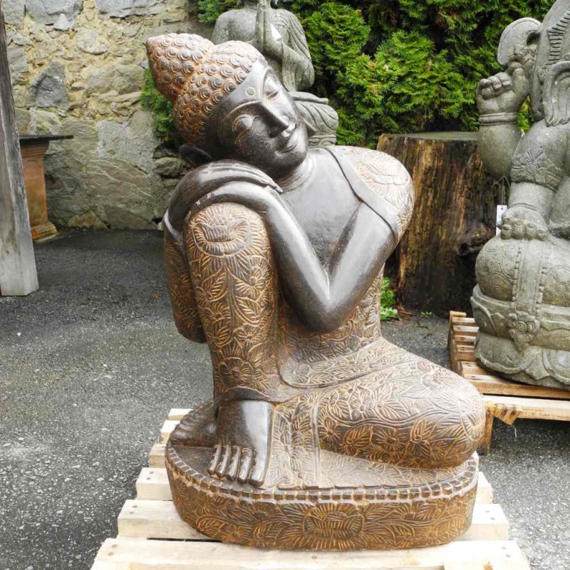 Träumender Buddha rechts geneigt Fluss Stein 80 cm