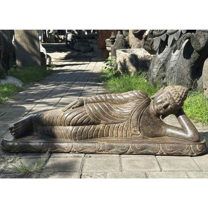 Liegender Buddha Fluss Stein 120 cm