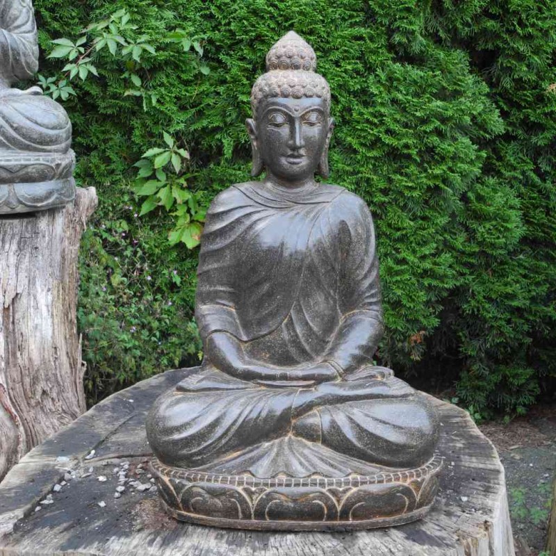 Filigrane Buddha Statue in Meditation Fluss Stein 70 cm