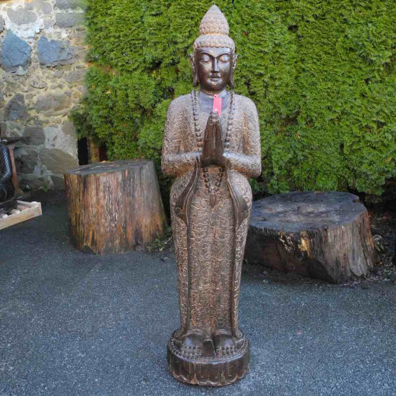 Eleganter Buddha mit Willkommensgeste Fluss Stein 152 cm