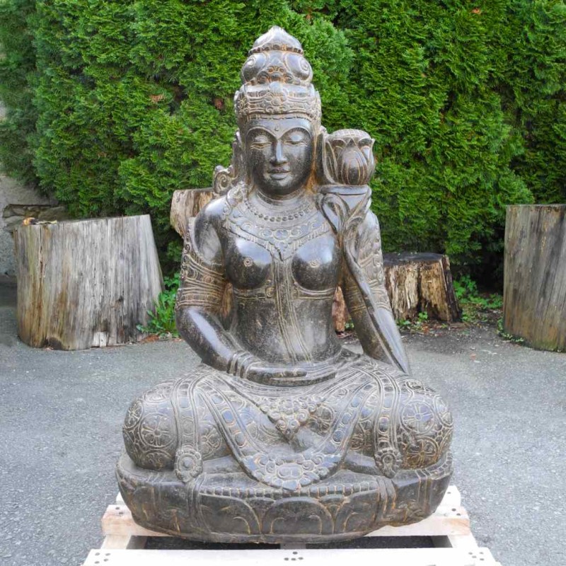Prächtige Dewi Tara Statue Fluss Stein 102 cm