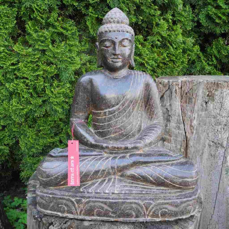 Klassischer Buddha Mönchsgewand Fluss Stein 60 cm