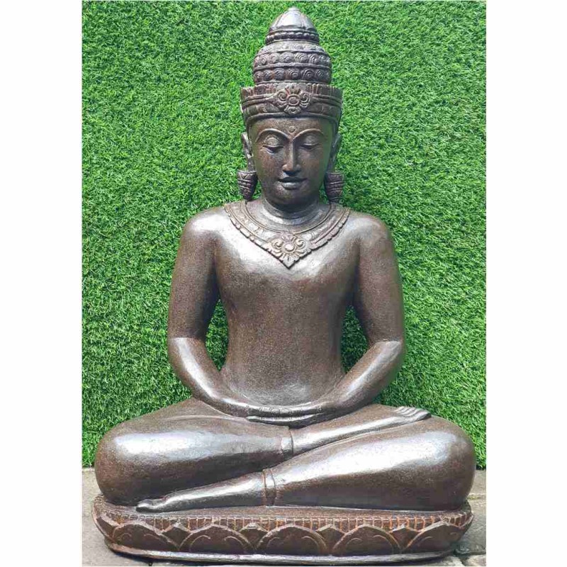 Buddha Statue Khmer auf Lotus Fluss Stein 80 cm