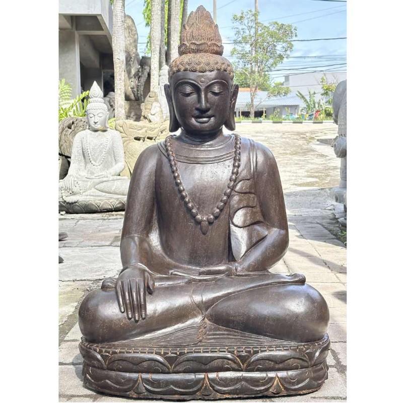 Lotus Buddha Erdberührung Fluss Stein 100 cm