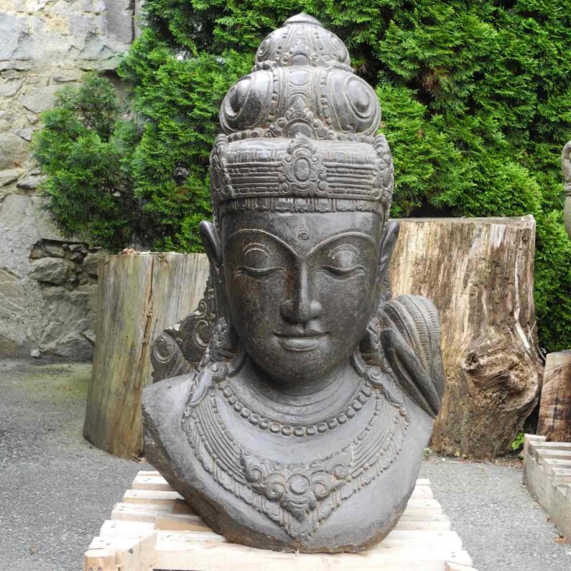 Grosse Dewi Sri Lakshmi Büste Fluss Stein 100 cm