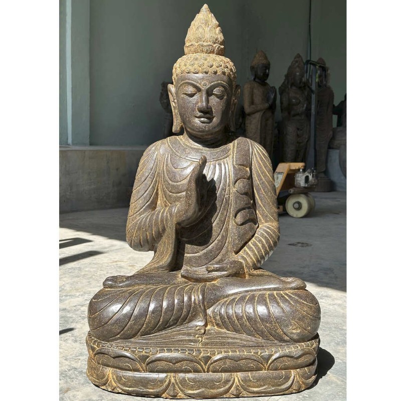 Exklusiver Fluss Stein Buddha mit erhobener Hand 100 cm