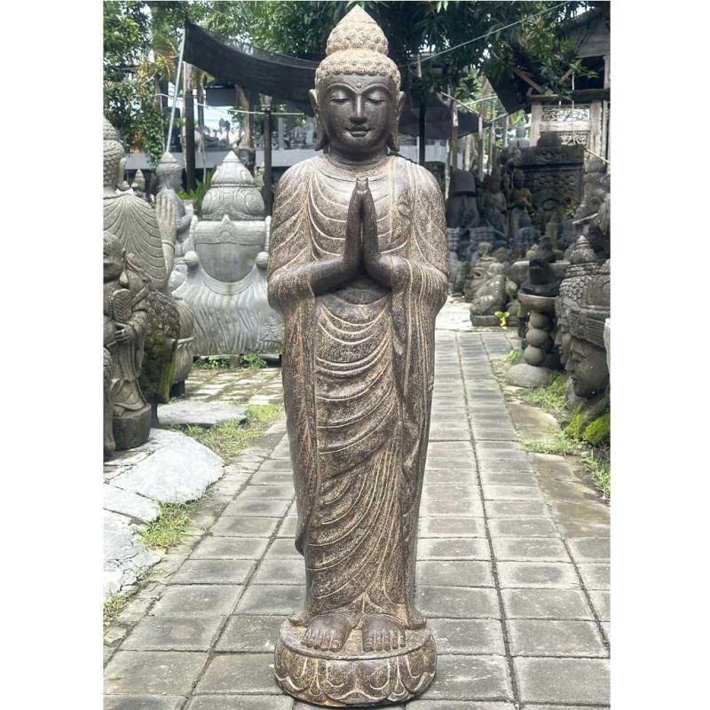 Namasté Buddha mit Toga Fluss Stein 130 cm