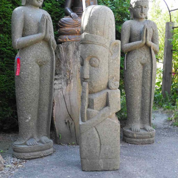 Flötenspieler Wächter Figur Garten grüner Lava Stein 120 ...