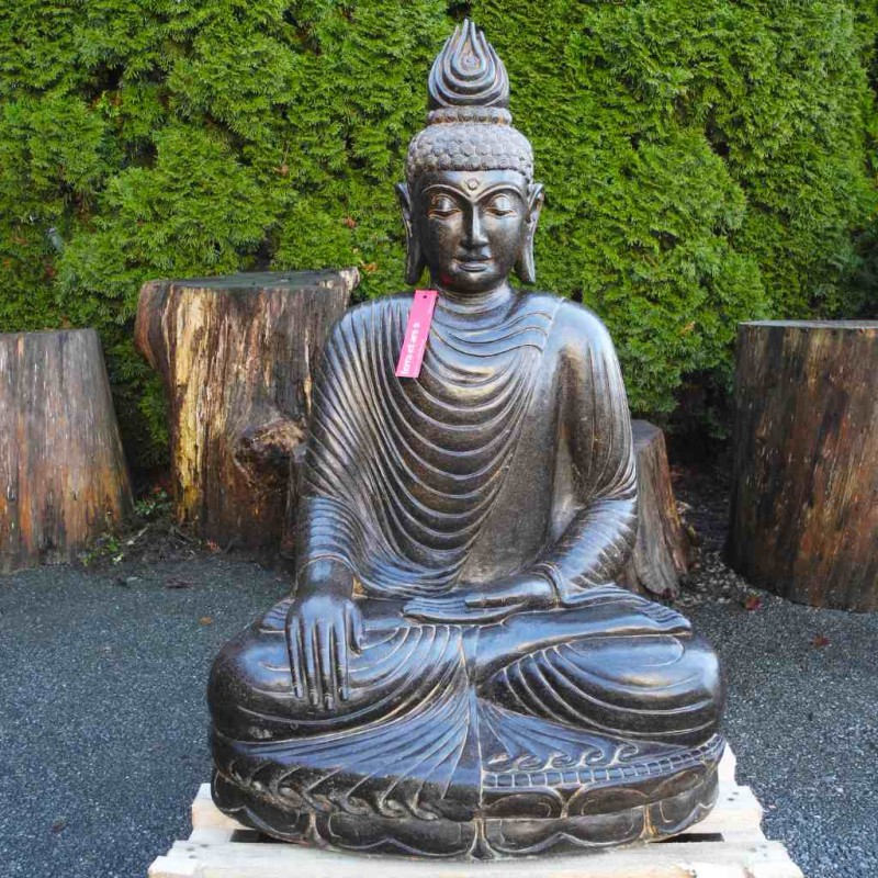 Buddha Statue bhumisparsa mudra Fluss Stein 102 cm