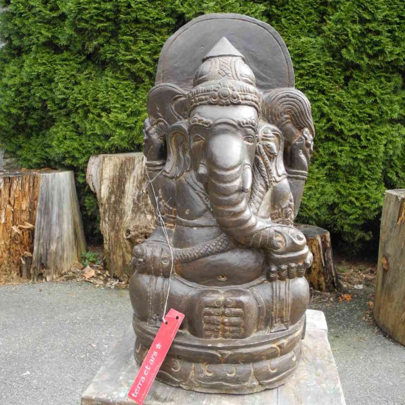 Fluss Stein Ganesha Statue antikbraun 62 cm