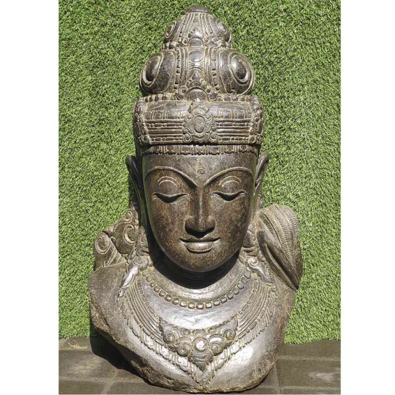 Grosse Dewi Sri Lakshmi Büste Fluss Stein 100 cm