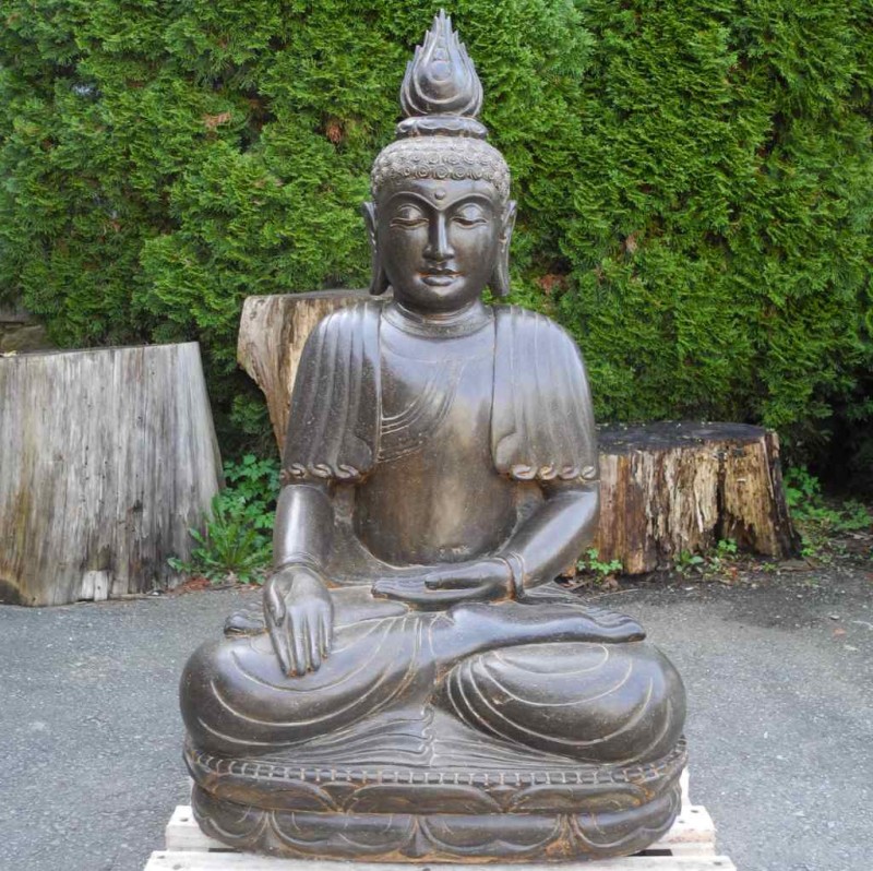 Wunschgewährende Buddha Figur Fluss Stein 103 cm