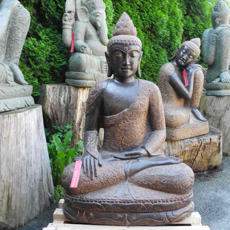 Lotus Buddha Erdberührung Fluss Stein 105 cm