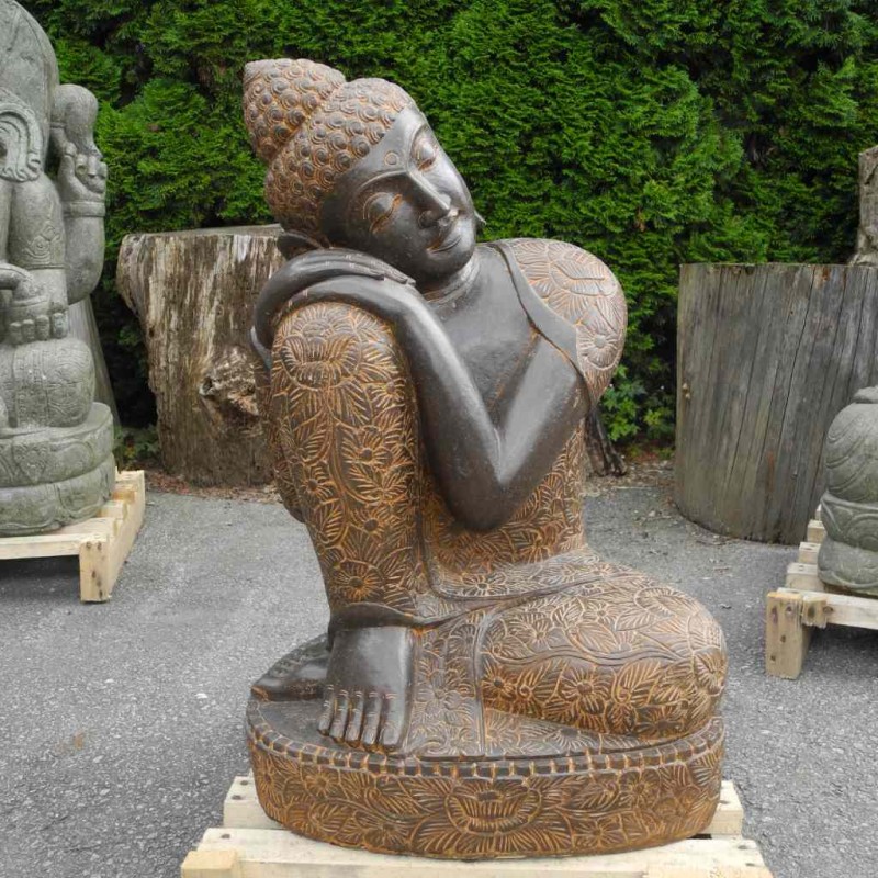 Träumender Buddha rechts geneigt Fluss Stein 83 cm