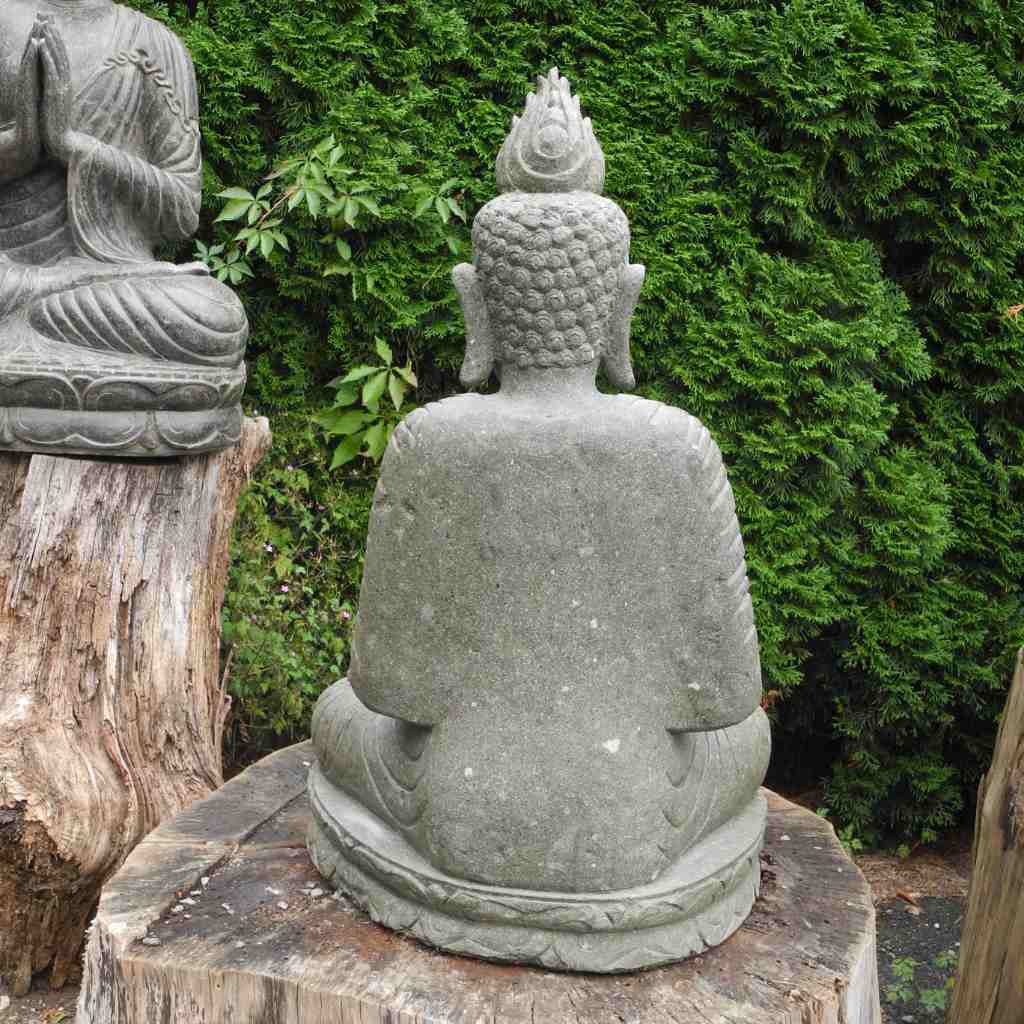 Sitzender Buddha mit Flamme grüner Lava Stein 90 cm | terra et ars ...