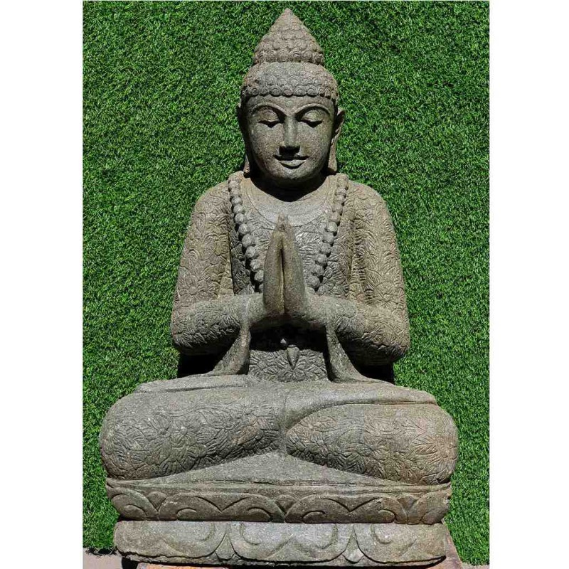 Mala Buddha mit Blumenkleid grüner Lava Stein 100 cm - terra et ars ... Mala Buddha mit Blumenkleid grüner Lava Stein 100 cm - terra et ars ...