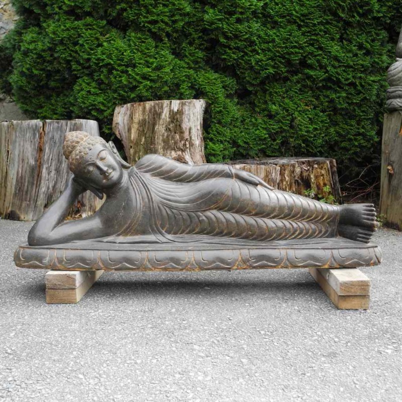 Liegender Buddha Fluss Stein 120 cm