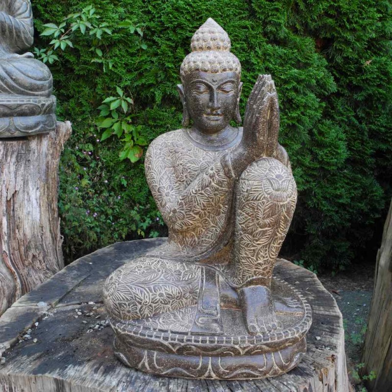 Buddha relax links geneigt Fluss Stein 70 cm