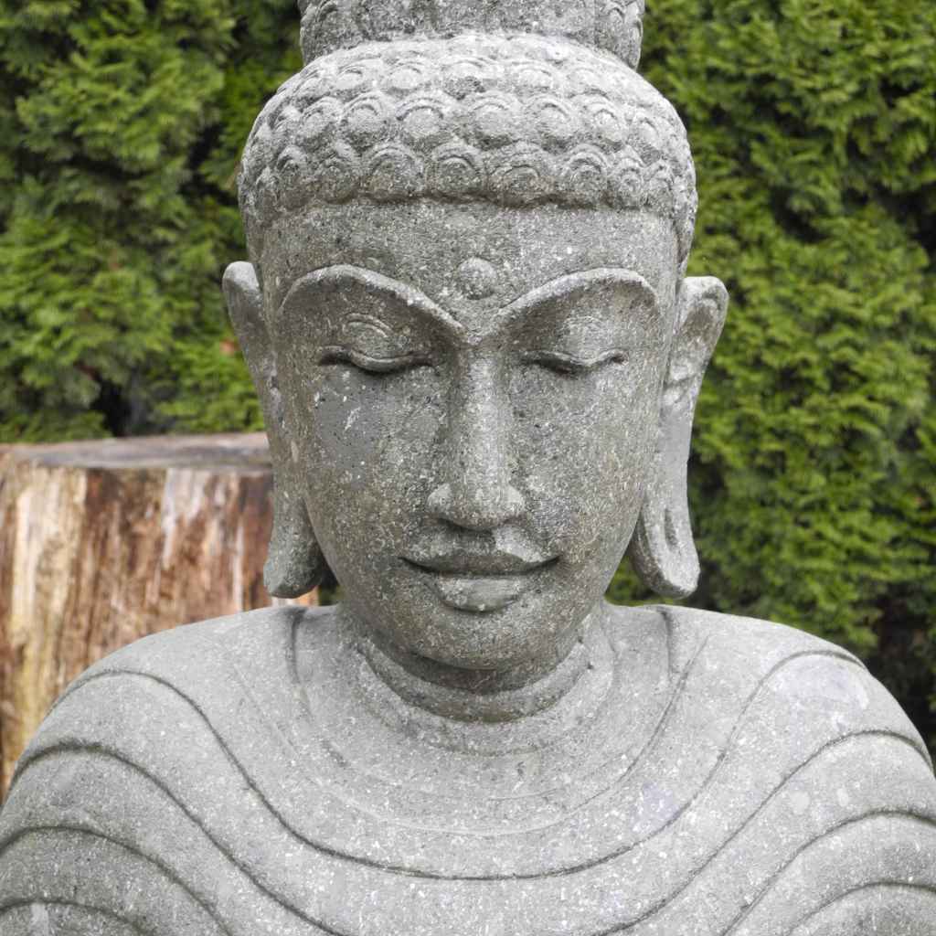 Buddha Statue mit Faltenwurf grüner Lava Stein 102 cm | terra et ars ...